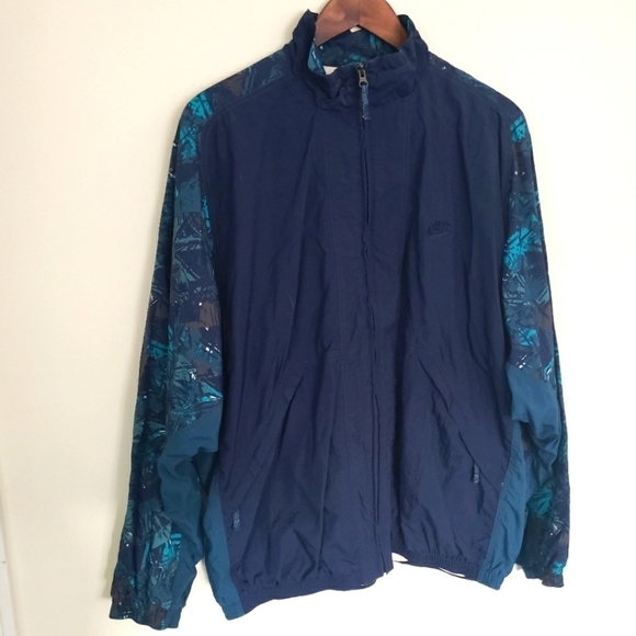 Nike Jackets & Blazers - Nike Vintage Windbreaker Full Zip Size XL Navy Blue Teal Abstract